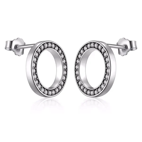 Boucles d'Oreilles Anneau Flottant Argent 925 Serti Zirconiums Boucles d'Oreilles Anneau Flottant Argent 925 Serti Zirconiums.
