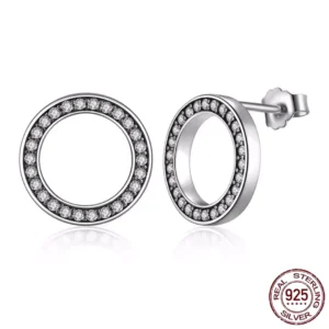 Boucles d'Oreilles Anneau Flottant Argent 925 Zirconiums.