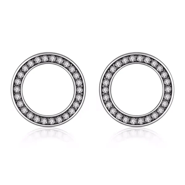 Boucles d'Oreilles Anneau Flottant Argent 925 orné de Zirconiums Boucles d'Oreilles Anneau Flottant Argent 925 orné de Zirconiums.