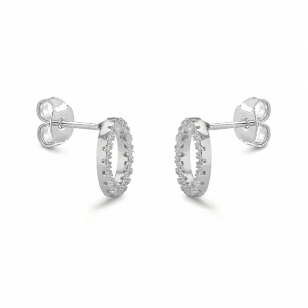 Boucles d'Oreilles Cercle Flottant 8 mm en Argent 925 & Pavage Zircons Boucles d'Oreilles Cercle Flottant 8 mm en Argent 925 & Pavage Zircons.