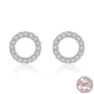 Boucles d'Oreilles Cercle Flottant Argent 925 Pavage Zircons.