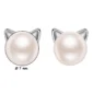 Boucles d'Oreilles Chat Perle 7 mm Acier Inoxydable 316L (dimensions).