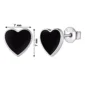 Boucles d’Oreilles Cœur Noir Gothique Argent 925 (dimensions).