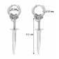 Boucles d’Oreilles Créoles Pendantes Dague en Acier 316L (dimensions).