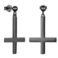 Boucles d’Oreilles Croix Inversée Acier Inoxydable 316L Noir PVD.