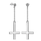 Boucles d’Oreilles Croix Inversée Chaîne Pendante Acier 316L Poli.