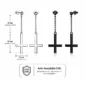 Boucles d’Oreilles Croix Inversée Chaîne Pendante en Acier 316L (dimensions).