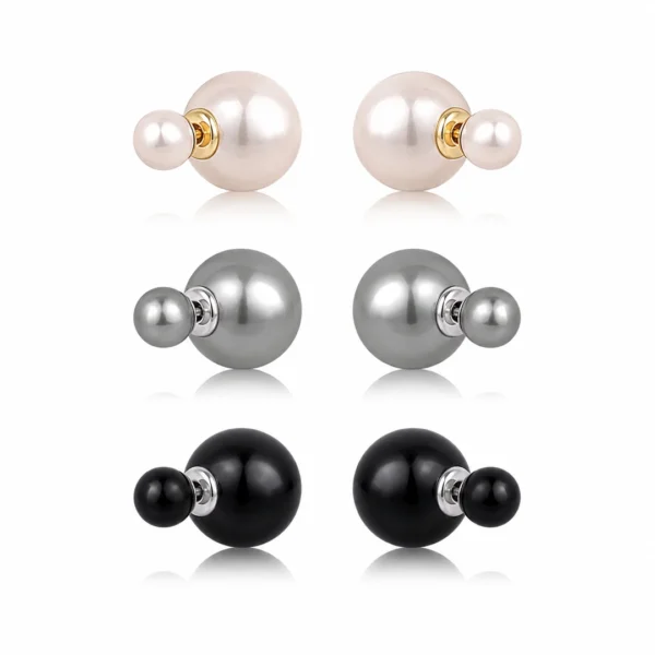 Boucles d'Oreilles Double Face à Perles 8 & 16 mm Boucles d'Oreilles Double Face à Perles 8 & 16 mm.