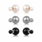 Boucles d'Oreilles Double Face à Perles 8 & 16 mm.