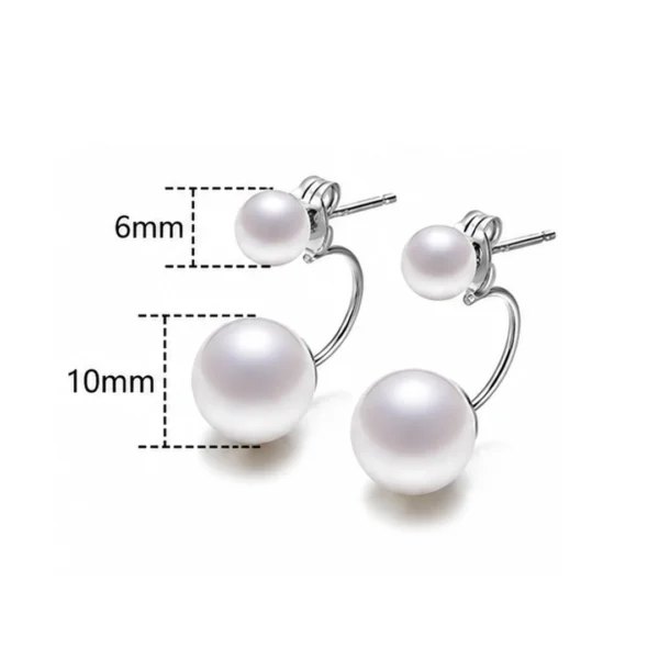 Boucles d'Oreilles Double Perle Flottante 6 & 10 mm Argent 925 Boucles d'Oreilles Double Perle Flottante 6 & 10 mm Argent 925.