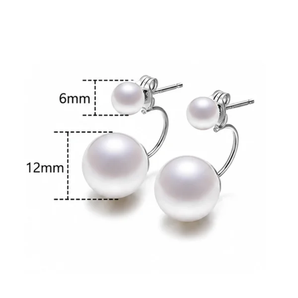 Boucles d'Oreilles Double Perle Flottante 6 & 12 mm Argent 925 Boucles d'Oreilles Double Perle Flottante 6 & 12 mm Argent 925.