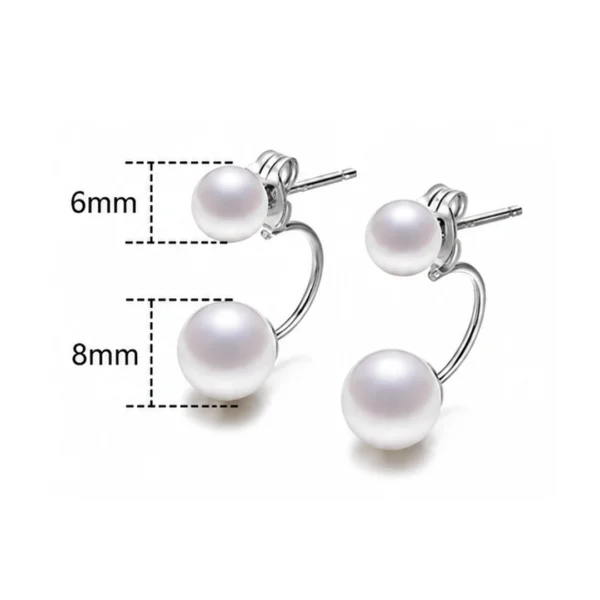 Boucles d'Oreilles Double Perle Flottante 6 & 8 mm Argent 925 Boucles d'Oreilles Double Perle Flottante 6 & 8 mm Argent 925.