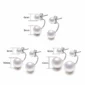 Boucles d'Oreilles Double Perle Flottante Argent 925 (dimensions).