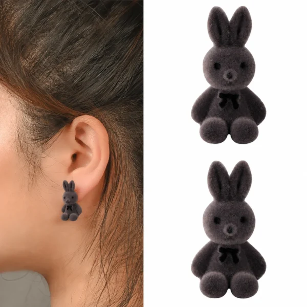 Boucles d’Oreilles Lapin Gothique en Peluche Gris Boucles d’Oreilles Lapin Gothique en Peluche Gris.