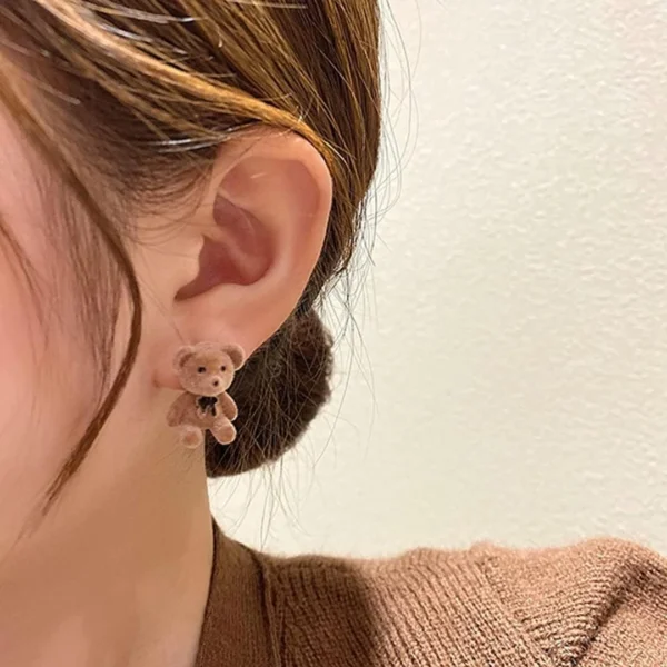 Boucles d'Oreilles Ours Peluche Marron sur Lobe Boucles d'Oreilles Ours Peluche Marron sur Lobe