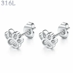 Boucles d'Oreilles Patte de Chien Acier 316L.