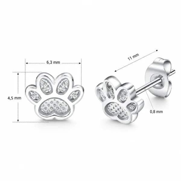 Boucles d'Oreilles Patte de Chien Acier 316L (dimensions) Boucles d'Oreilles Patte de Chien Acier 316L (dimensions).