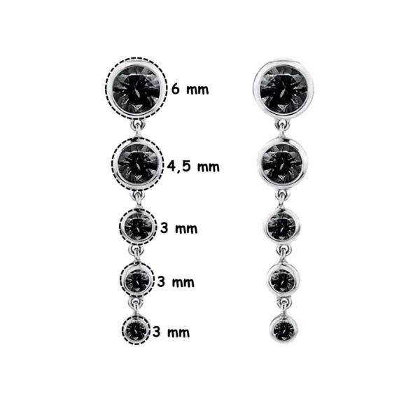 Boucles d'Oreilles Pendantes Zircons Noirs Dégradés Argent 925 (dimensions) Boucles d'Oreilles Pendantes Zircons Noirs Dégradés Argent 925 (dimensions).