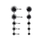 Boucles d'Oreilles Pendantes Zircons Noirs Dégradés Argent 925 (dimensions).