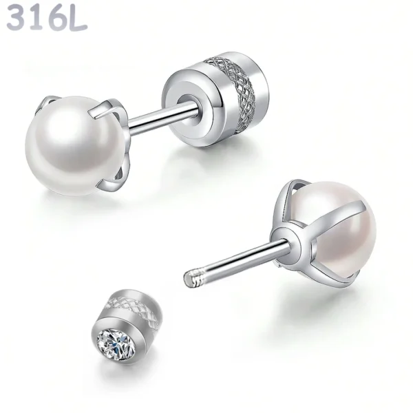 Boucles d'Oreilles Perle Sertie à Griffes Acier 316L Boucles d'Oreilles Perle Sertie à Griffes Acier 316L.