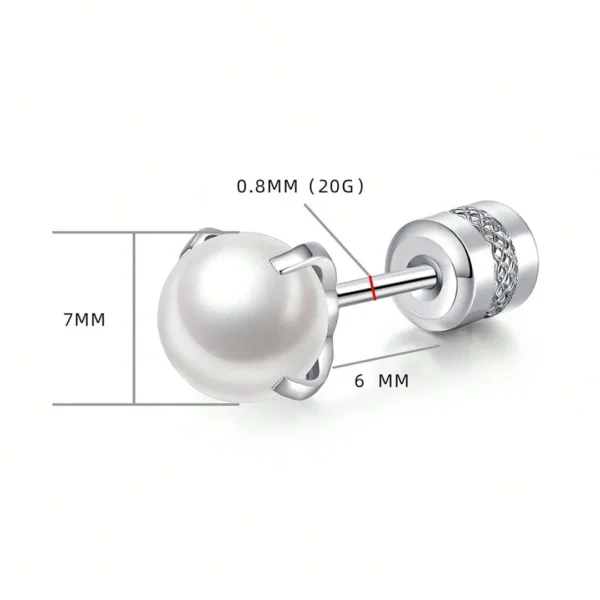 Boucles d'Oreilles Perle Sertie à Griffes Acier 316L (dimensions) Boucles d'Oreilles Perle Sertie à Griffes Acier 316L (dimensions).