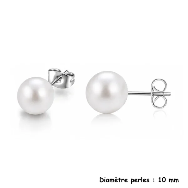 Boucles d’Oreilles Perles Blanches Nacrées 10 mm Boucles d’Oreilles Perles Blanches Nacrées 10 mm