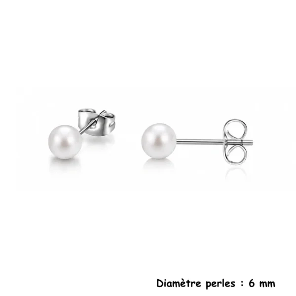Boucles d’Oreilles Perles Blanches Nacrées 6 mm Boucles d’Oreilles Perles Blanches Nacrées 6 mm