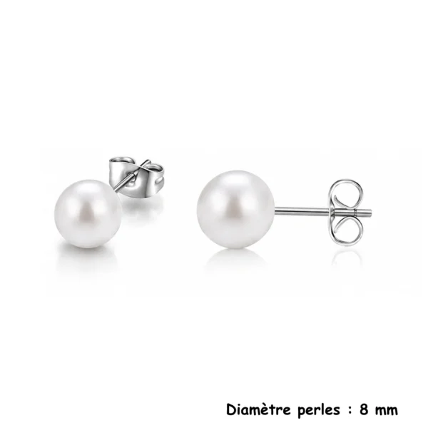 Boucles d’Oreilles Perles Blanches Nacrées 8 mm Boucles d’Oreilles Perles Blanches Nacrées 8 mm