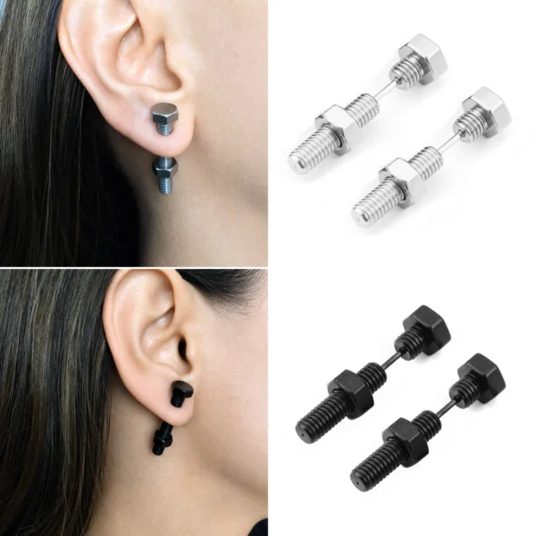 Boucles d’Oreilles Vis Boulon Acier 316L Boucles d’Oreilles Vis Boulon Acier 316L.
