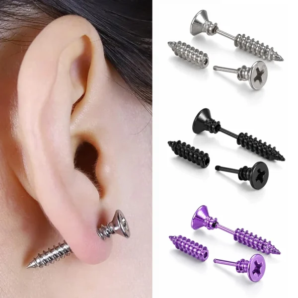 Boucles d’Oreilles Vis Cruciforme Acier 316L Boucles d’Oreilles Vis Cruciforme Acier 316L.