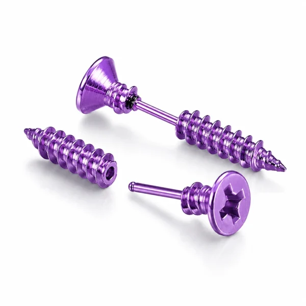 Boucles d’Oreilles Vis Cruciforme Acier Inox Violet PVD Boucles d’Oreilles Vis Cruciforme Acier Inox Violet PVD.