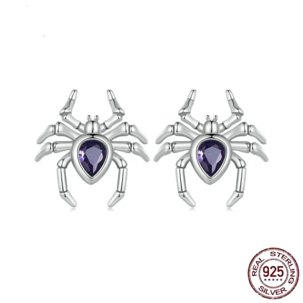 Boucles d’oreilles Araignée Argent 925 Zircon Améthyste.