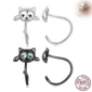 Boucles d’oreilles Chat Traversantes en Argent 925.