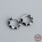 Boucles d'oreilles Créoles Argent 925 à Segments Noirs Rhodiés.