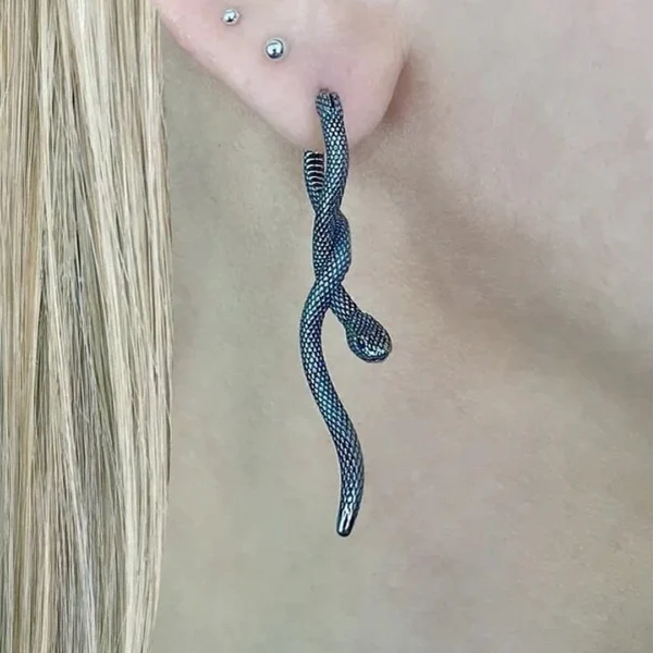 Boucles d’oreilles Pendantes Serpent Texturé Traversant le Lobe Boucles d’oreilles Pendantes Serpent Texturé Traversant le Lobe.