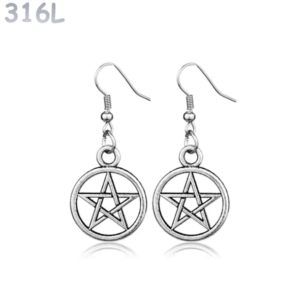 Boucles d'oreilles Pentacle en Acier 316L Vieilli Boucles d'oreilles Pentacle en Acier 316L Vieilli.