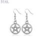 Boucles d'oreilles Pentacle en Acier 316L Vieilli.