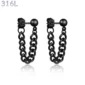 Boucles d'oreilles Perle Acier 316L Noir PVD à Chaînette.