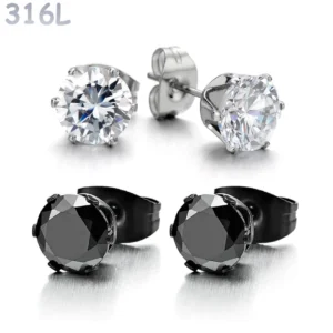 Boucles d'oreilles à Zircon Hexagonal serti à griffes 3-8 mm.