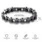 Bracelet Chaîne Moto Homme Acier Inoxydable 316L Finition Patinée (dimensions).