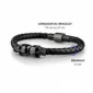 Bracelet Homme Cuir Tressé Tête de Mort Acier Noir (dimensions).