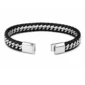 Bracelet Homme Cuir Tressé et Maille Gourmette Acier - Attache Coulissante