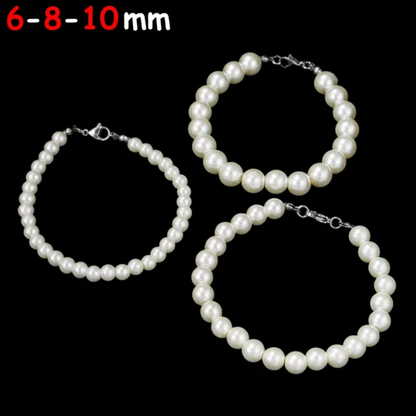 Bracelet de Perles Blanches 6-8-10 mm.