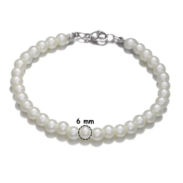 Bracelet de Perles Blanches 6 mm Bracelet de Perles Blanches 6 mm.