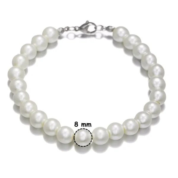 Bracelet de Perles Blanches 8 mm Bracelet de Perles Blanches 8 mm.