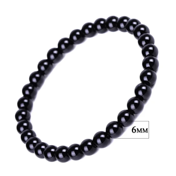 Bracelet de Perles Noires 6 mm Bracelet de Perles Noires 6 mm.
