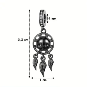 Charm Attrape-Rêves Crâne Gothique Argent 925 Compatible Pandora (dimensions).