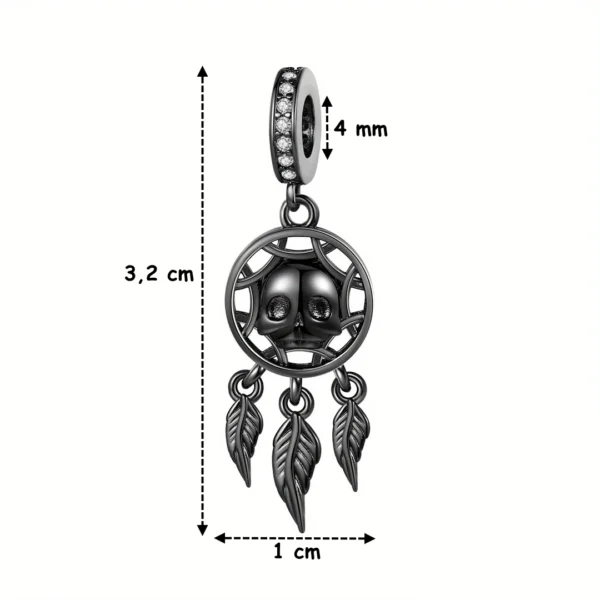 Charm Attrape-Rêves Crâne Gothique Argent 925 Compatible Pandora (dimensions) Charm Attrape-Rêves Crâne Gothique Argent 925 Compatible Pandora (dimensions)