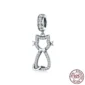 Charm Chat Stylisé en Argent 925 Pavé de Zirconiums.