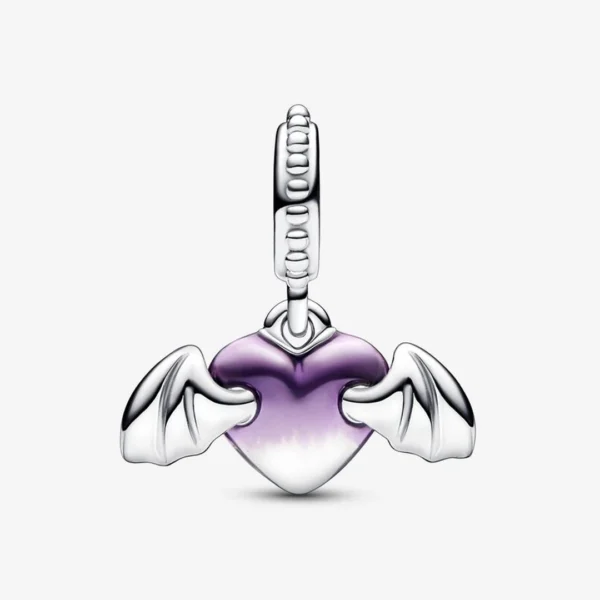 Charm Cœur Ailé Démoniaque Argent 925 Bélière 4 mm Compatible Pandora Charm Cœur Ailé Démoniaque Argent 925 Bélière 4 mm Compatible Pandora